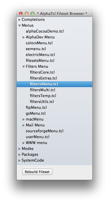 Fileset Outline View