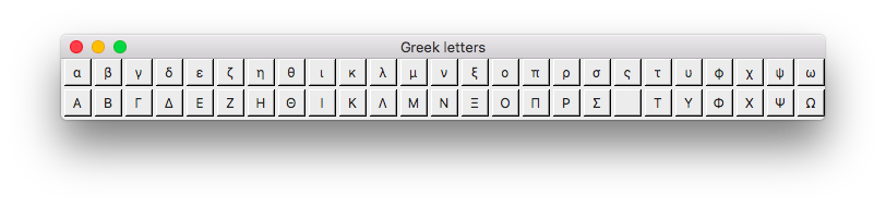 Greek Letters Palette